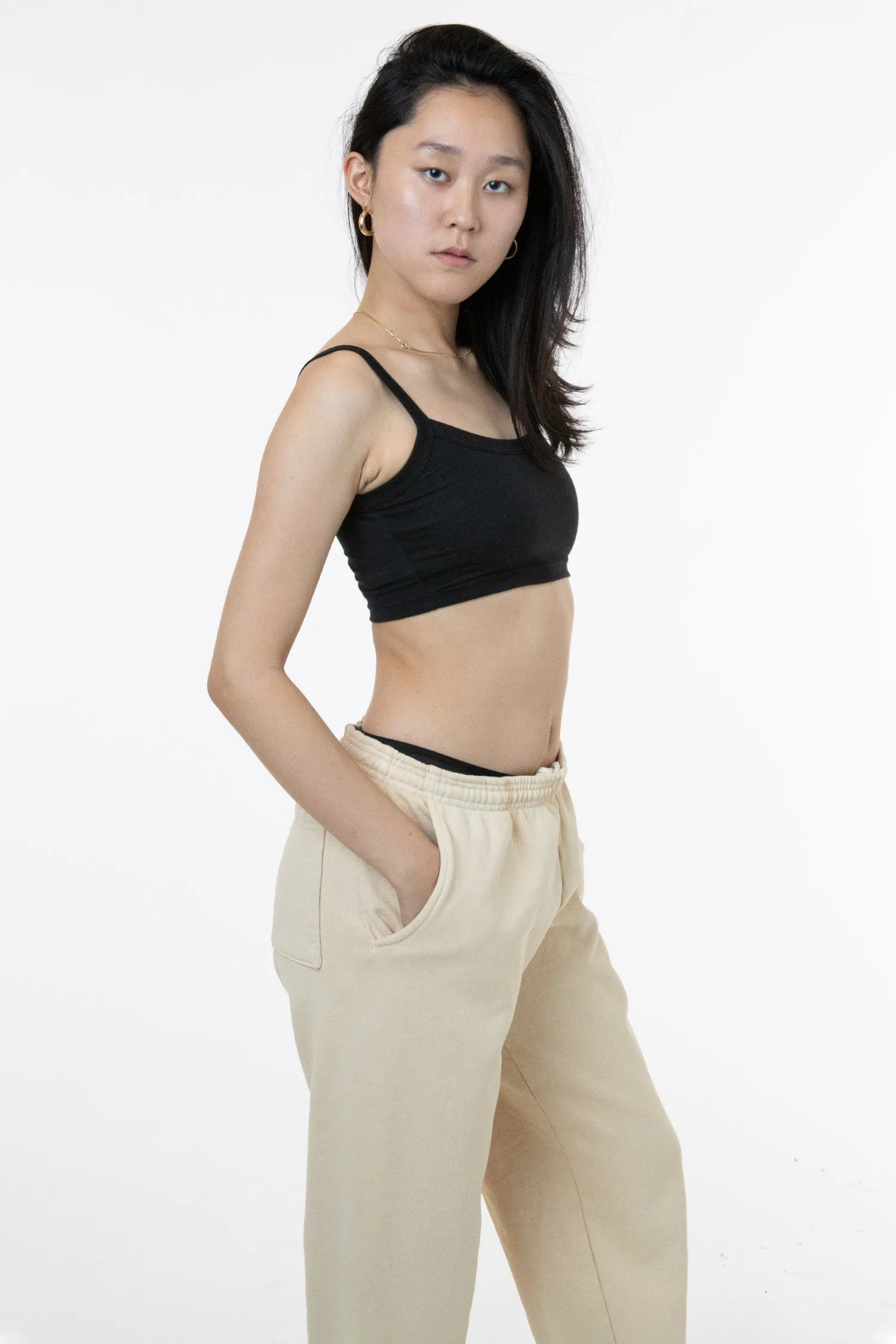 FF016 - Poly Cotton Cropped Spaghetti Tank Top