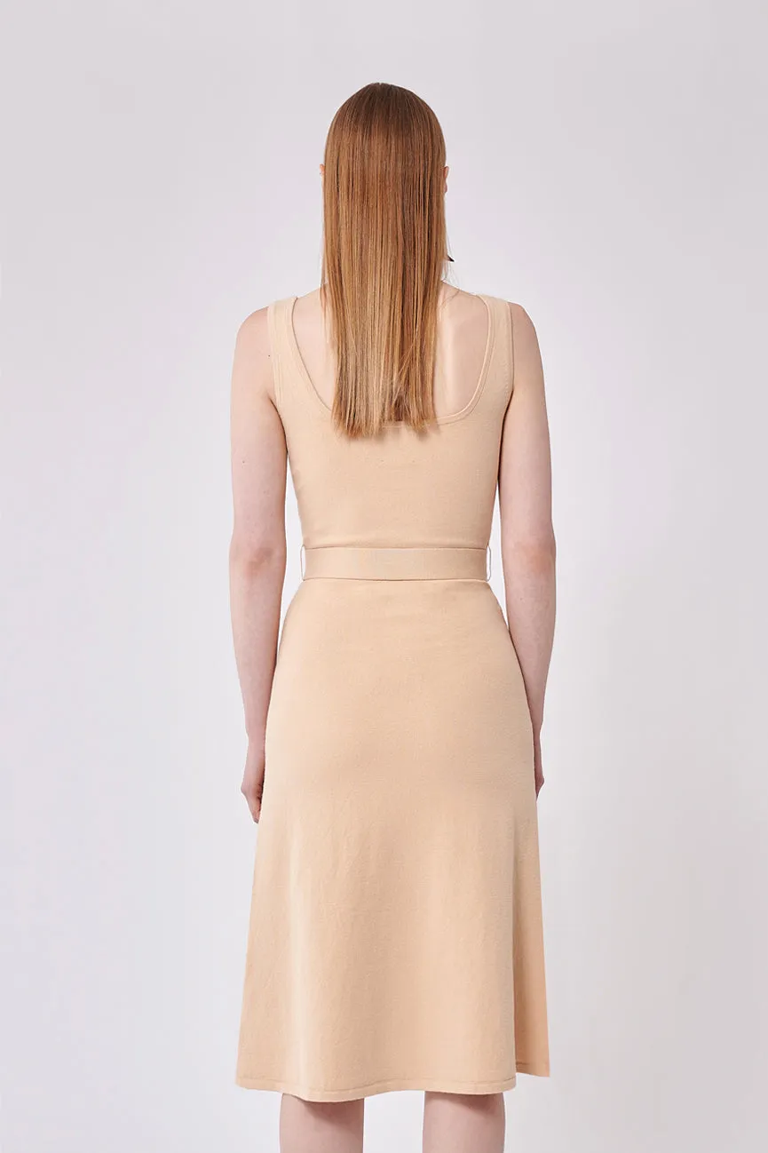 Fieno Nude Peachskin Midi Tank Dress