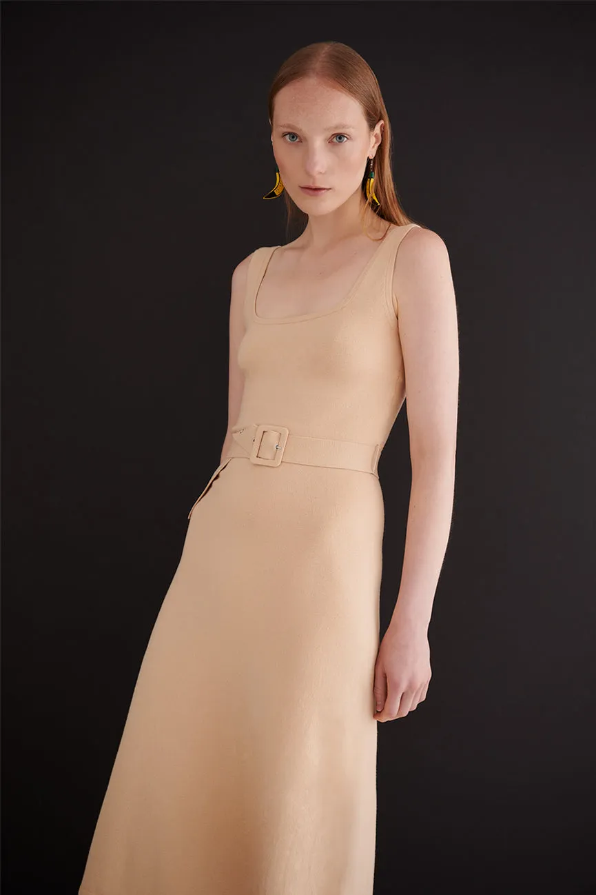 Fieno Nude Peachskin Midi Tank Dress