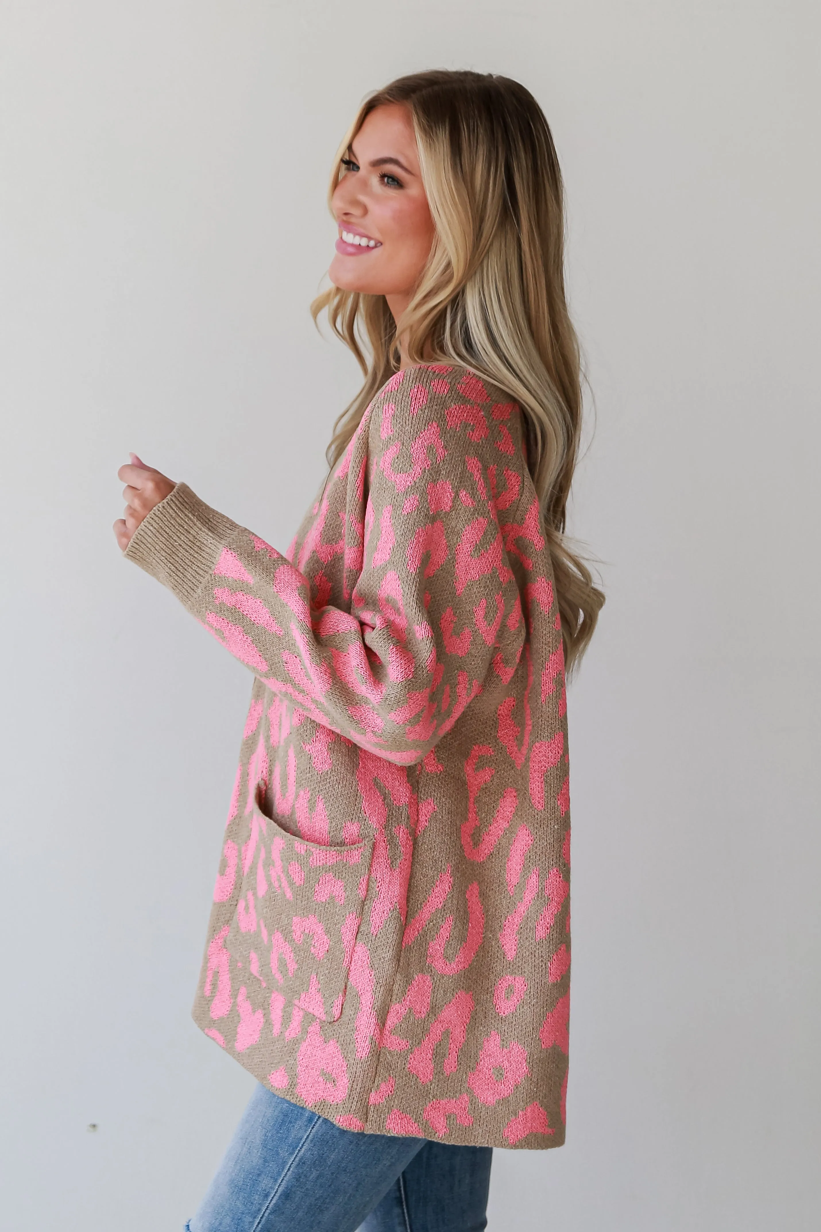 FINAL SALE - Fierce Darling Pink Leopard Sweater Cardigan