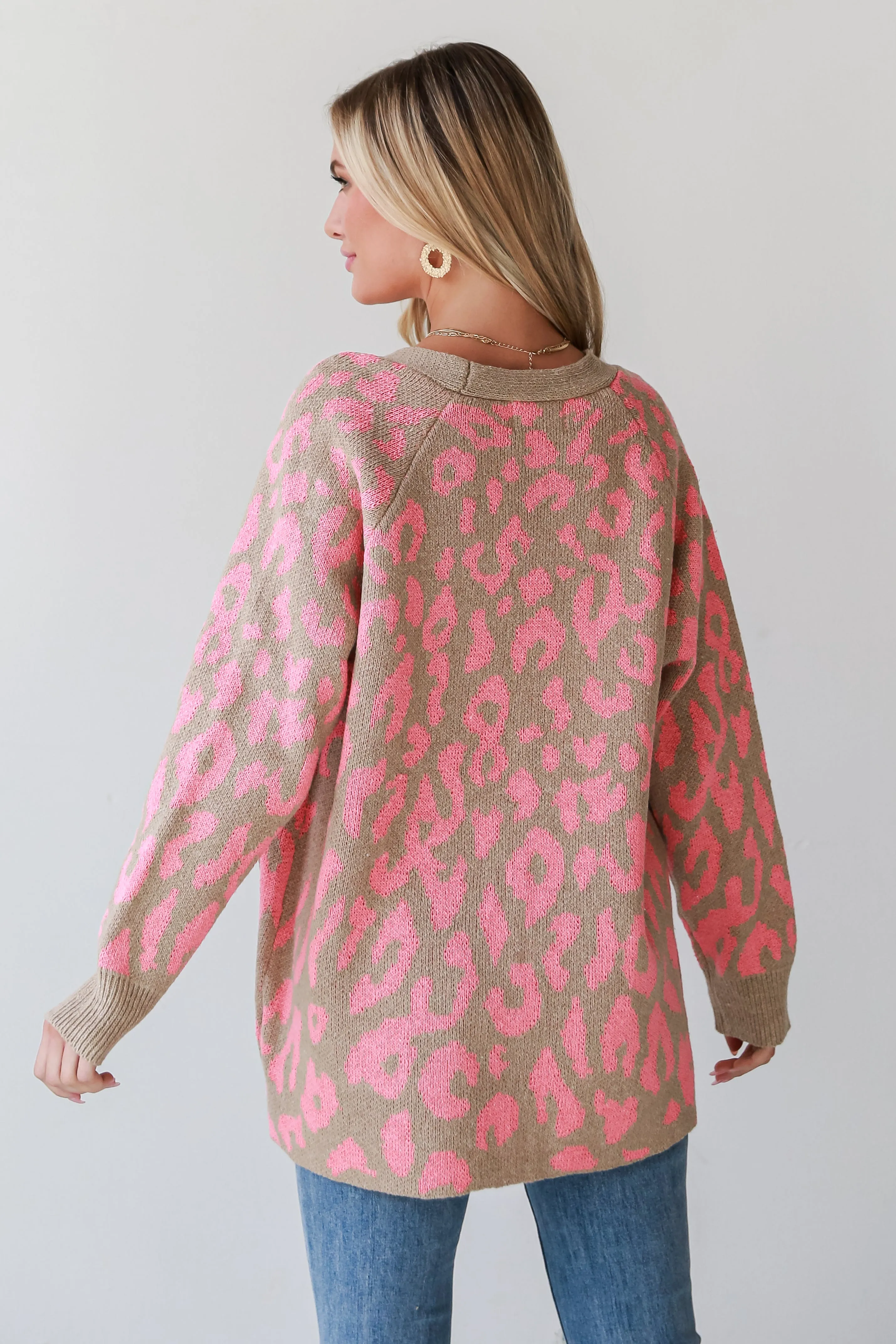 FINAL SALE - Fierce Darling Pink Leopard Sweater Cardigan