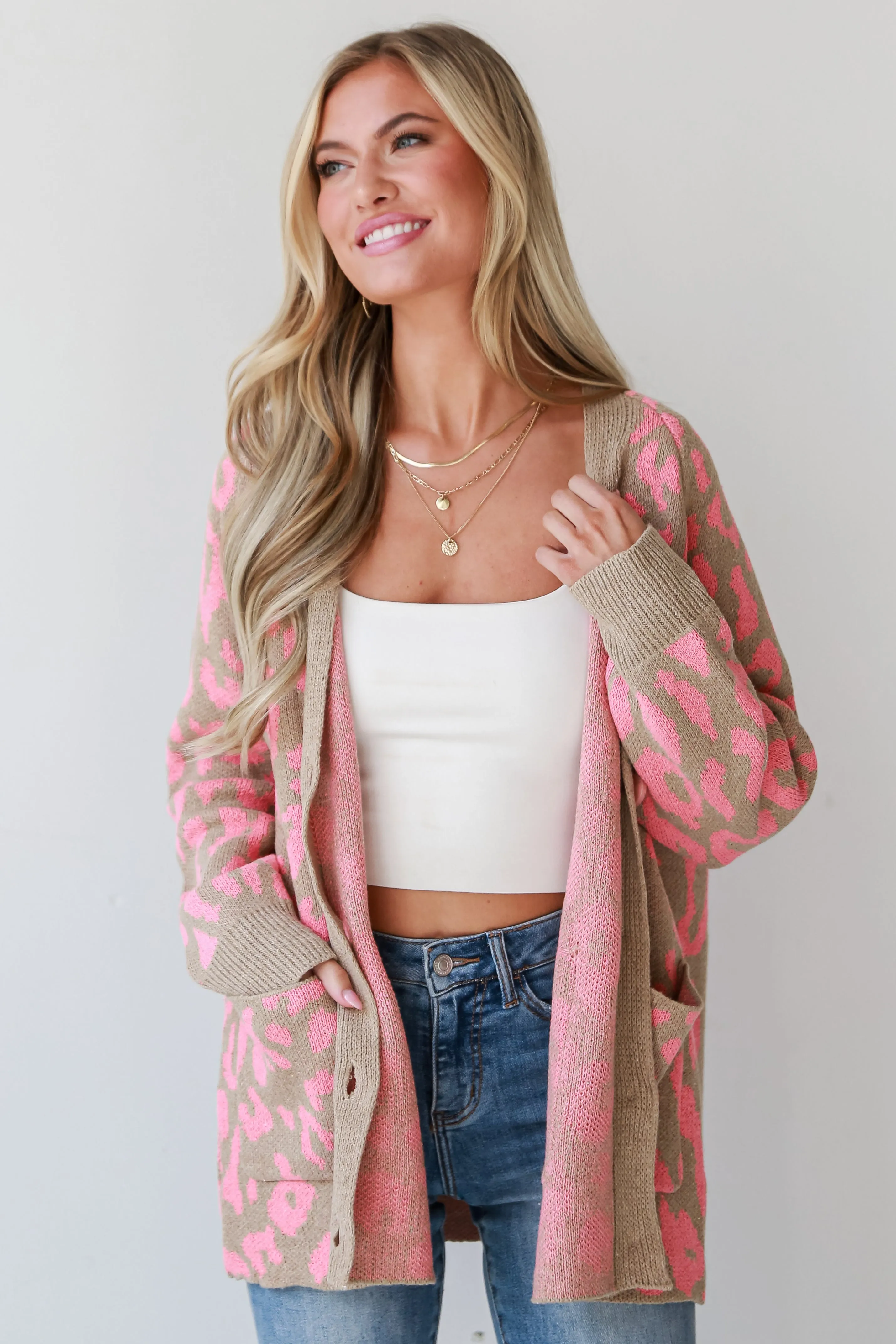 FINAL SALE - Fierce Darling Pink Leopard Sweater Cardigan