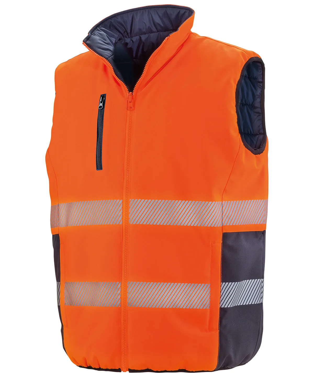 Fluorescent Orange/Navy - Reversible soft padded gilet