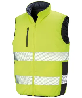 Fluorescent Yellow/Navy - Reversible soft padded gilet