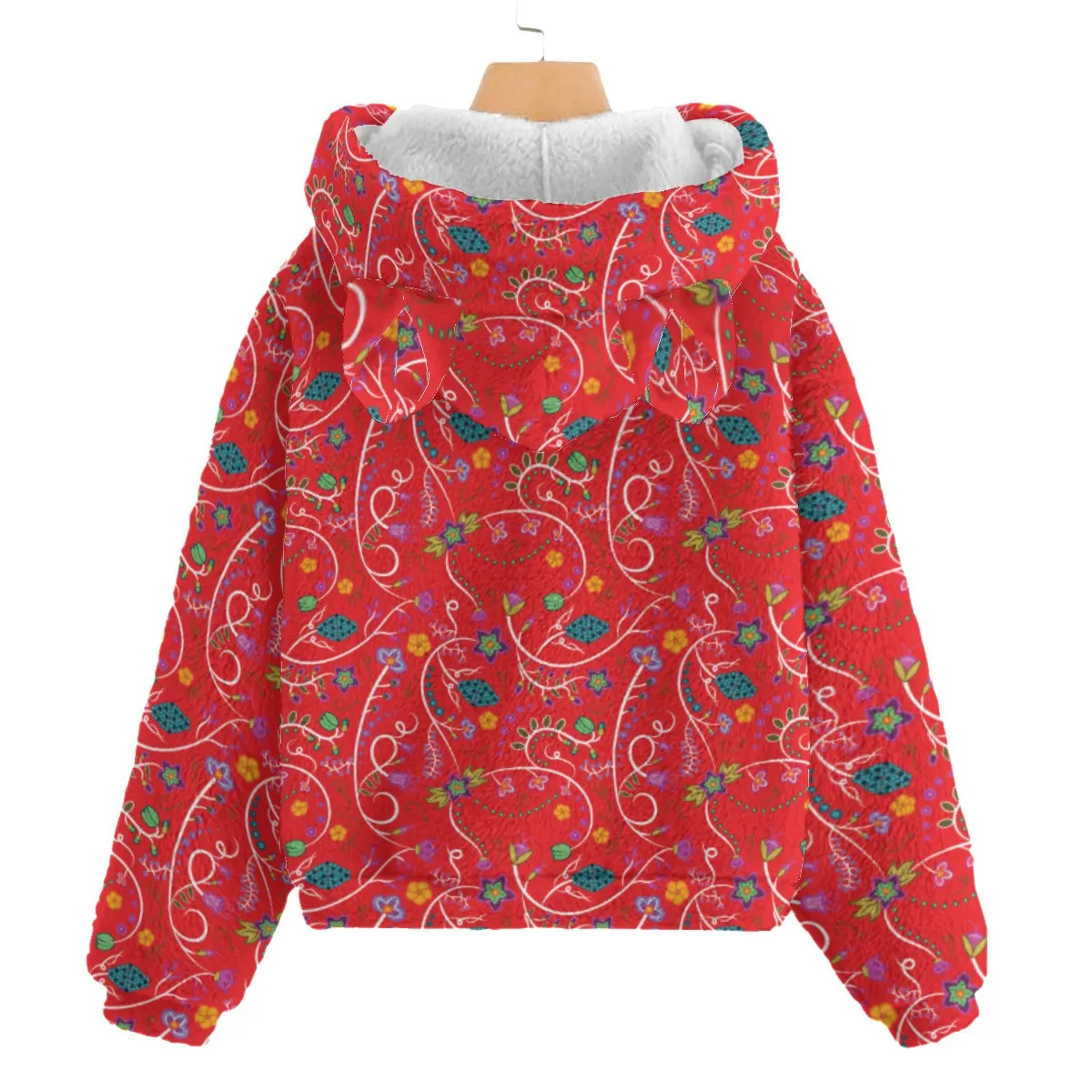 Fresh Fleur Fire Kid’s Borg Fleece Hoodie With Ear