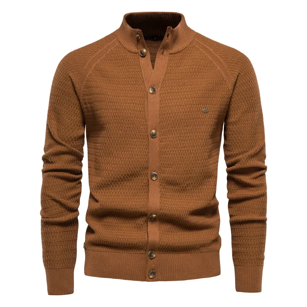 Funki Buys | Sweaters | Men's Mock Neck Button Knit Cardigan