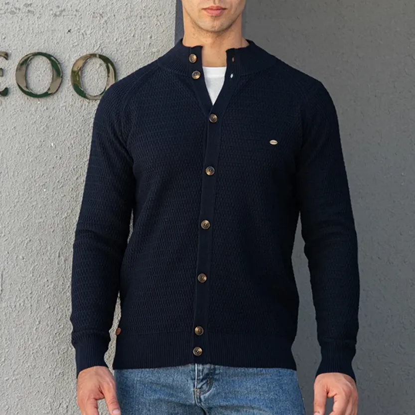 Funki Buys | Sweaters | Men's Mock Neck Button Knit Cardigan