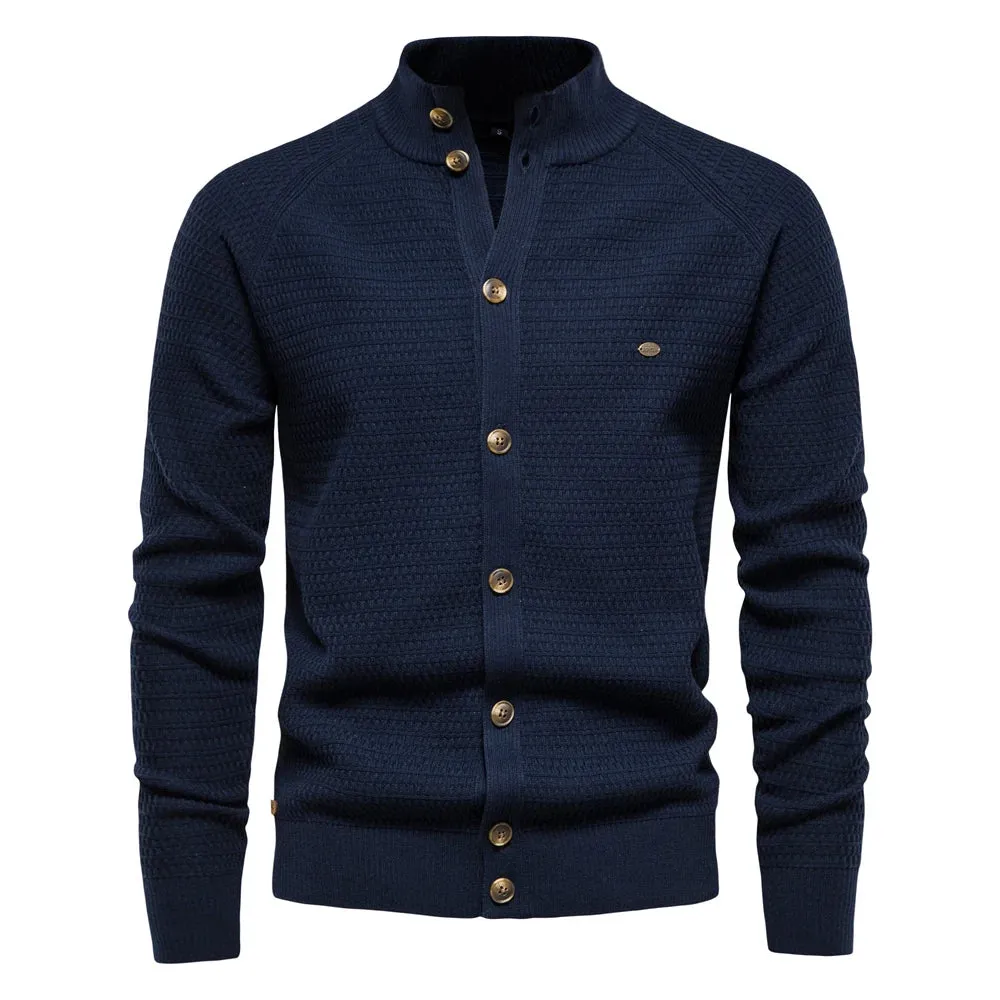 Funki Buys | Sweaters | Men's Mock Neck Button Knit Cardigan