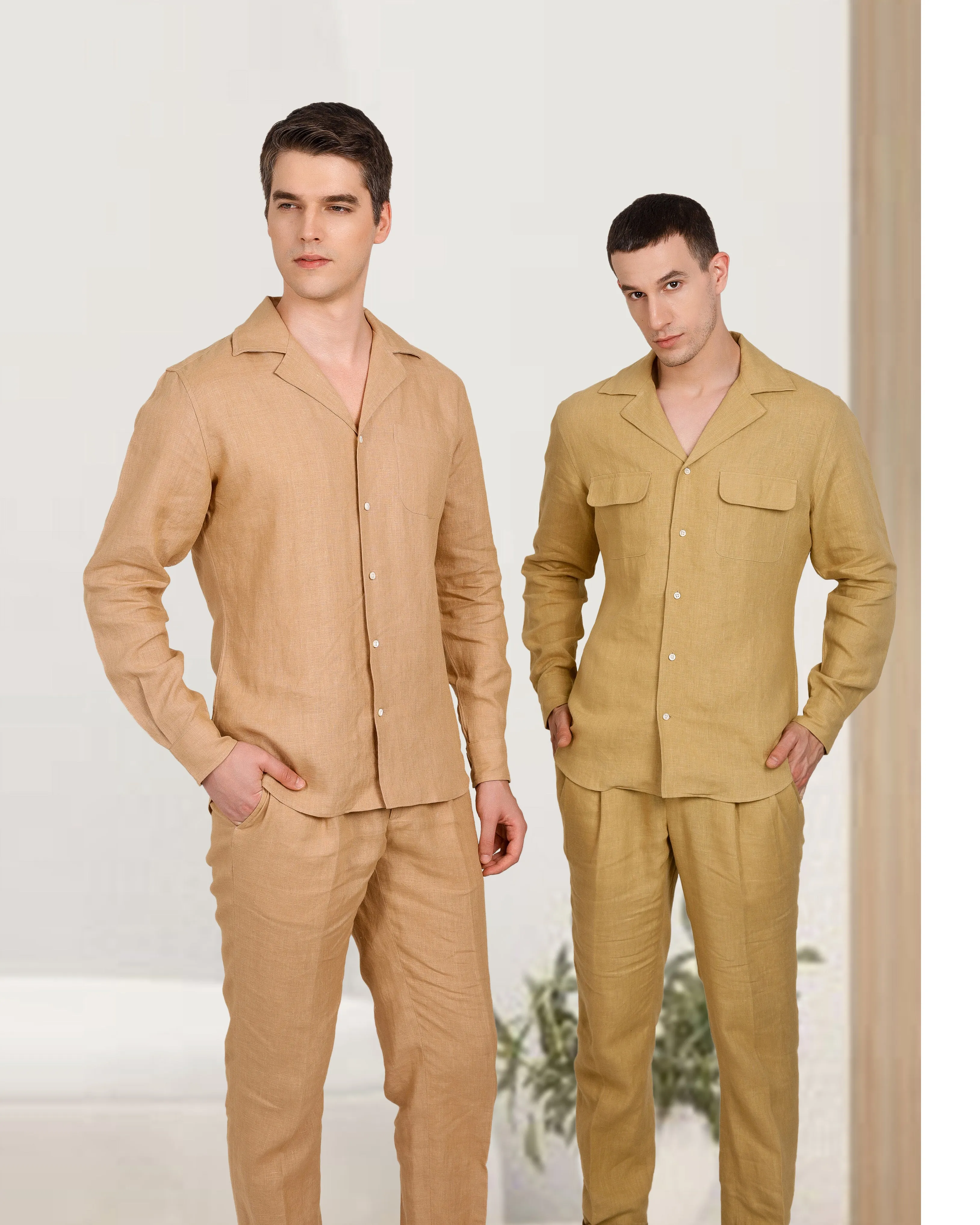 Golden Linen Dress Pant