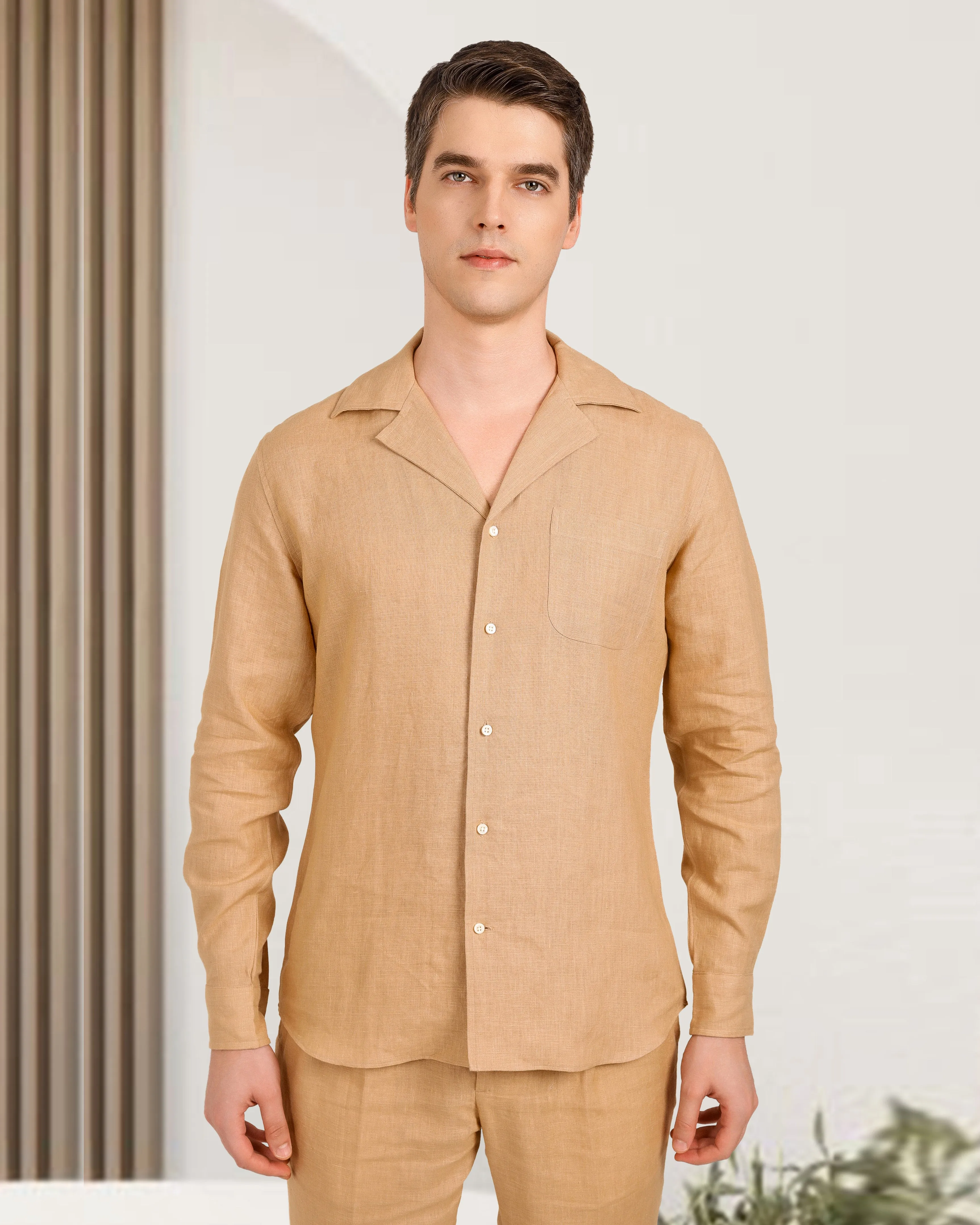 Golden Linen Dress Pant