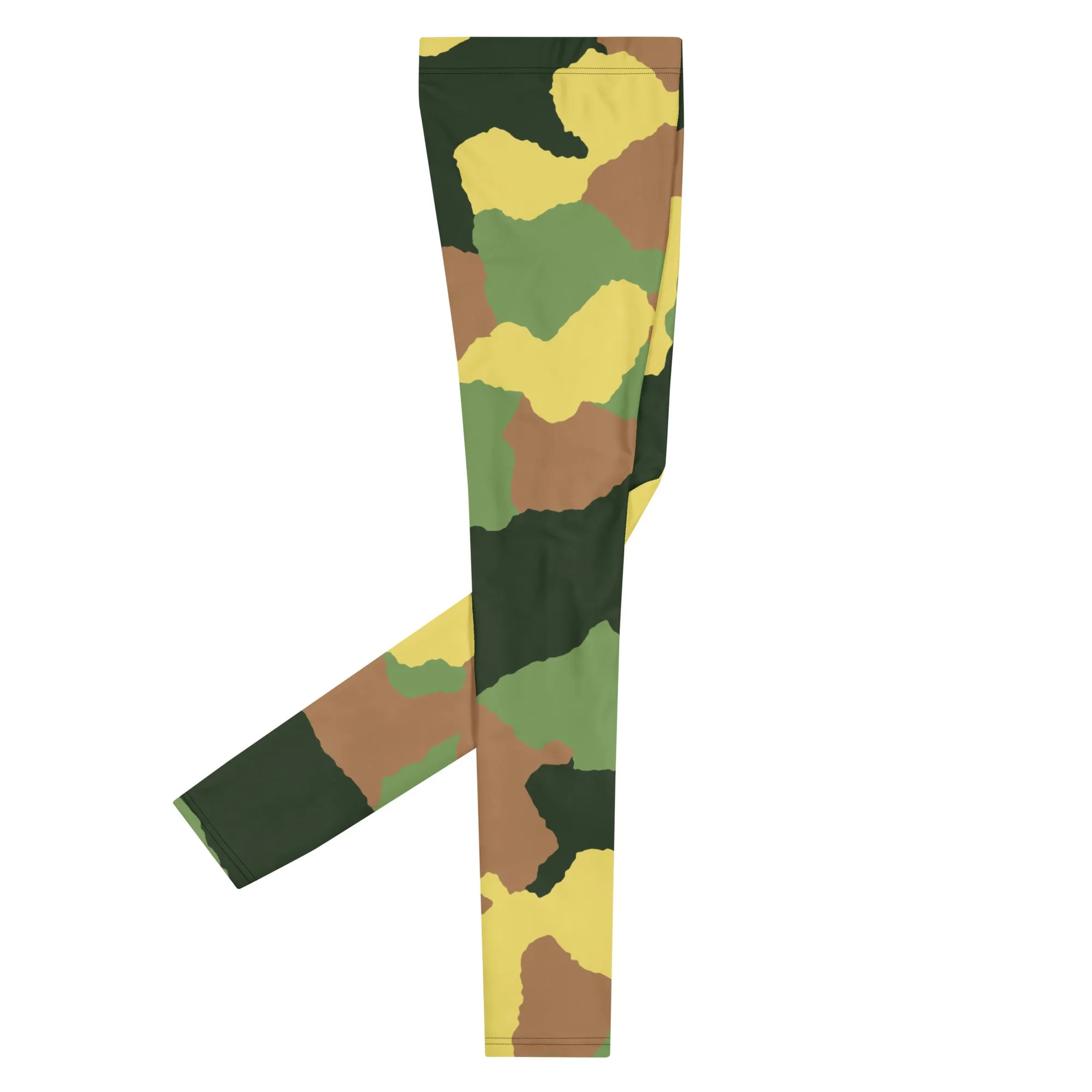 Green Camo Men's Leggings, Best Men's Leggings Designer Running Tights- Made in USA/EU/MX