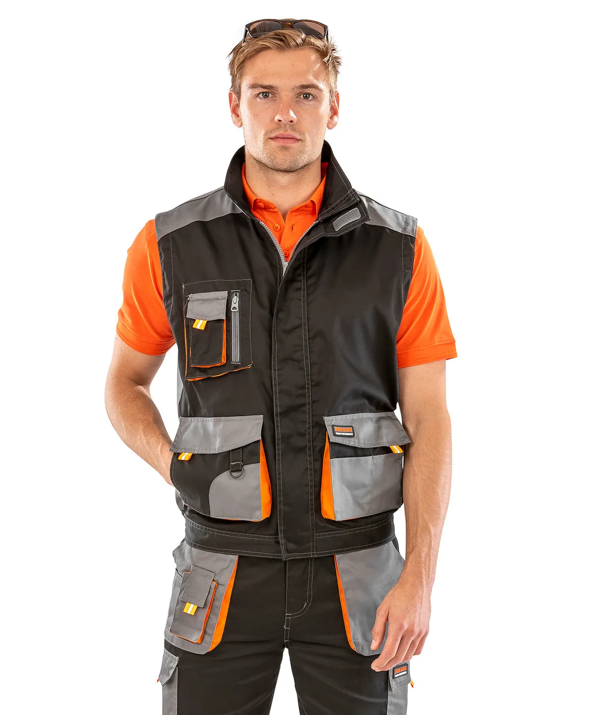 Grey/Black/Orange - Work-Guard lite gilet