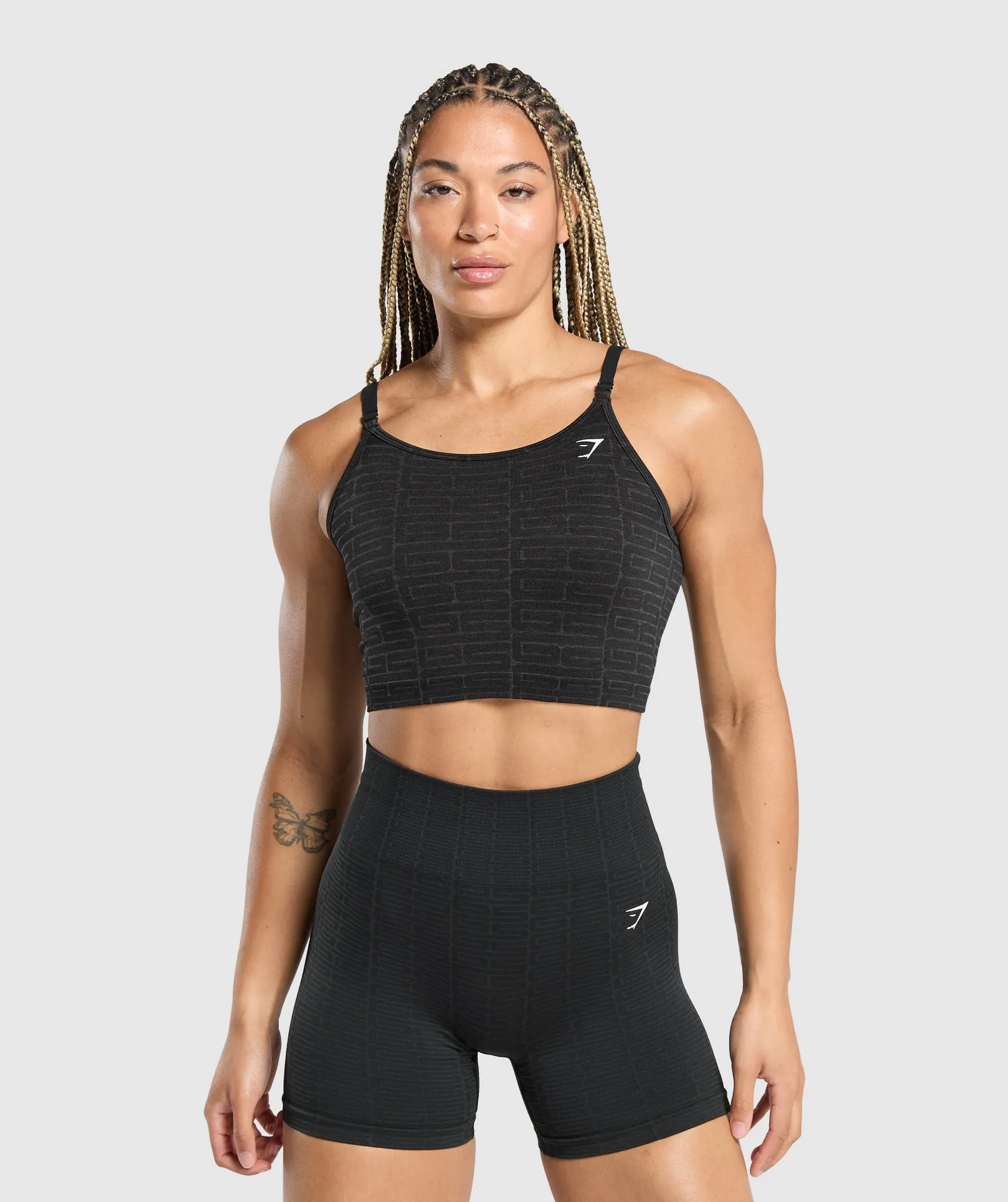 Gymshark Adapt Monogram Seamless Midi Tank - Black/Pitch Grey