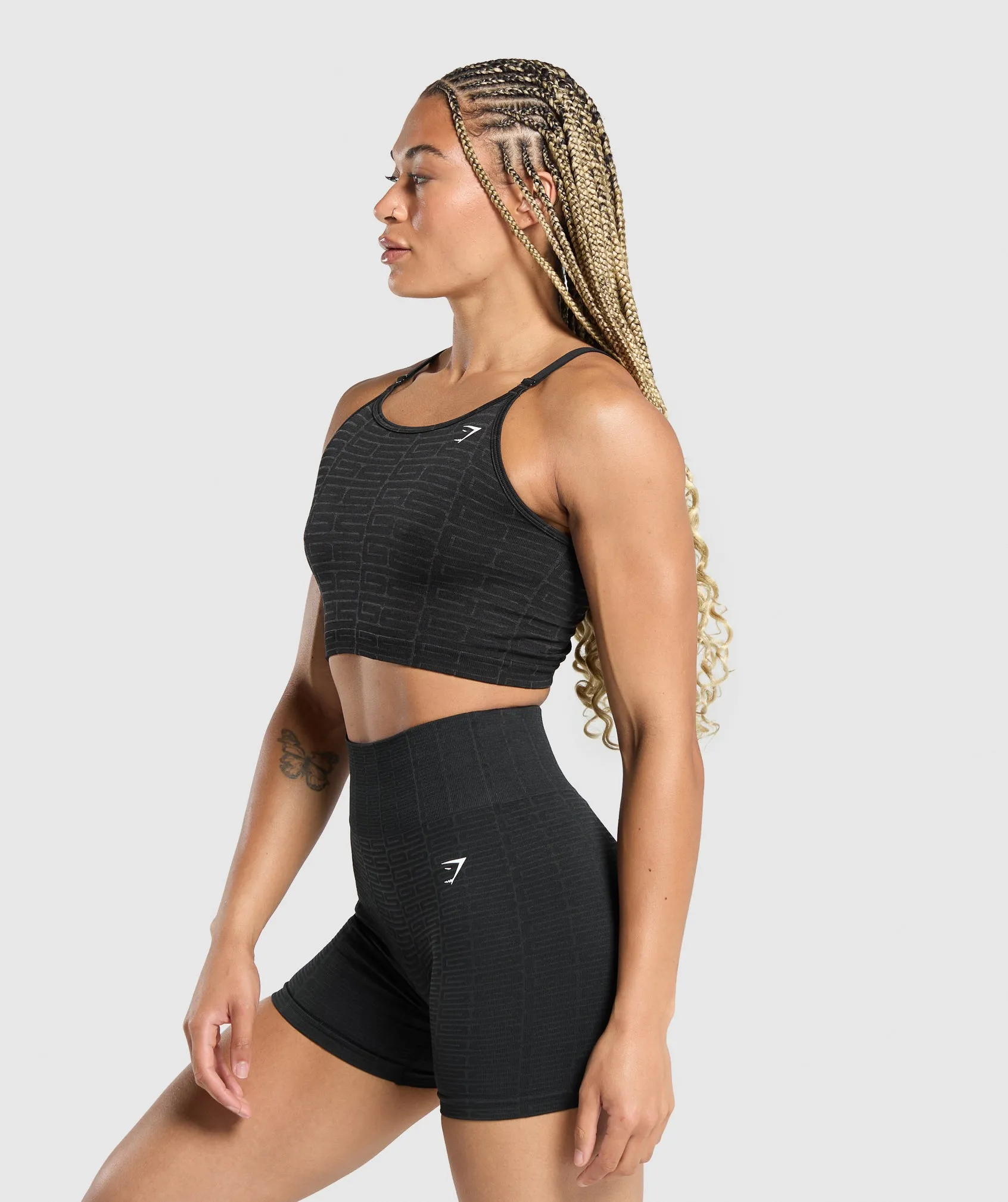 Gymshark Adapt Monogram Seamless Midi Tank - Black/Pitch Grey