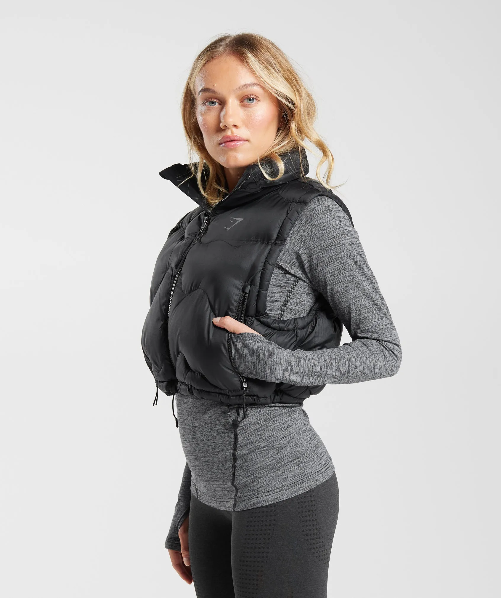 Gymshark Ross Midi Puffer Gilet - Black