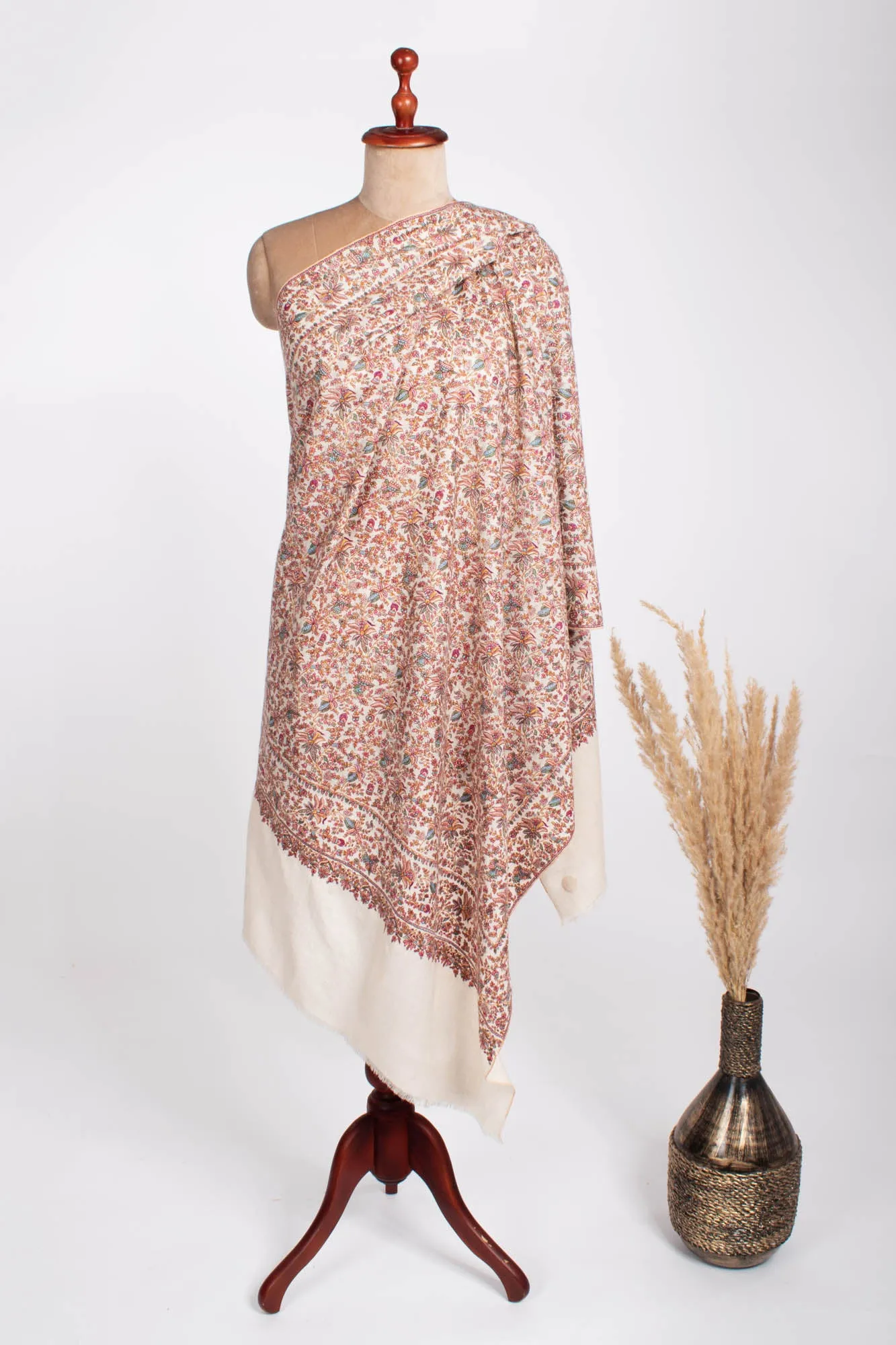 Hand Spun Silk Embroidered Exclusive Pashmina - GREELEY