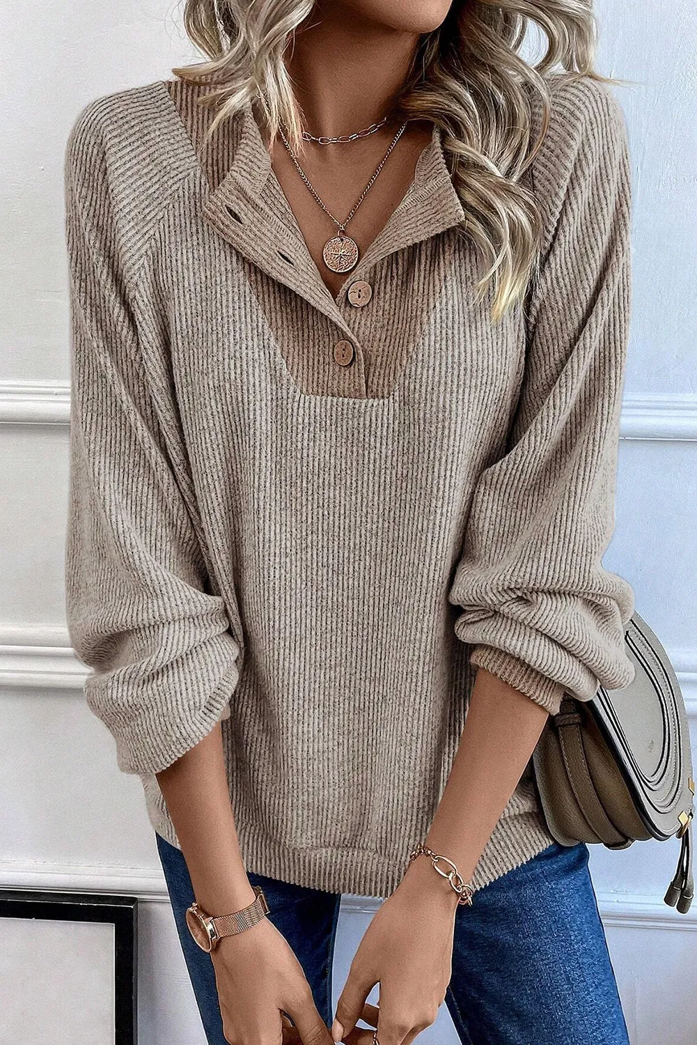 Hannah Oatmeal Ribbed Sweater