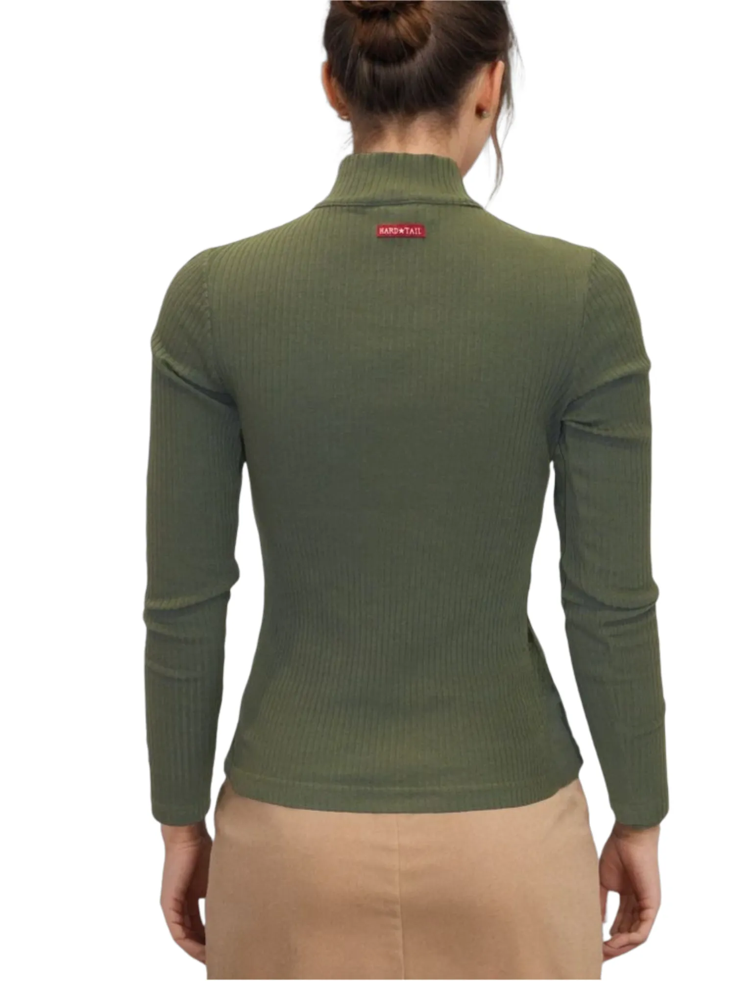 Hard Tail Wide Ribbed Half Zip Mock Neck Top (CMR-38)