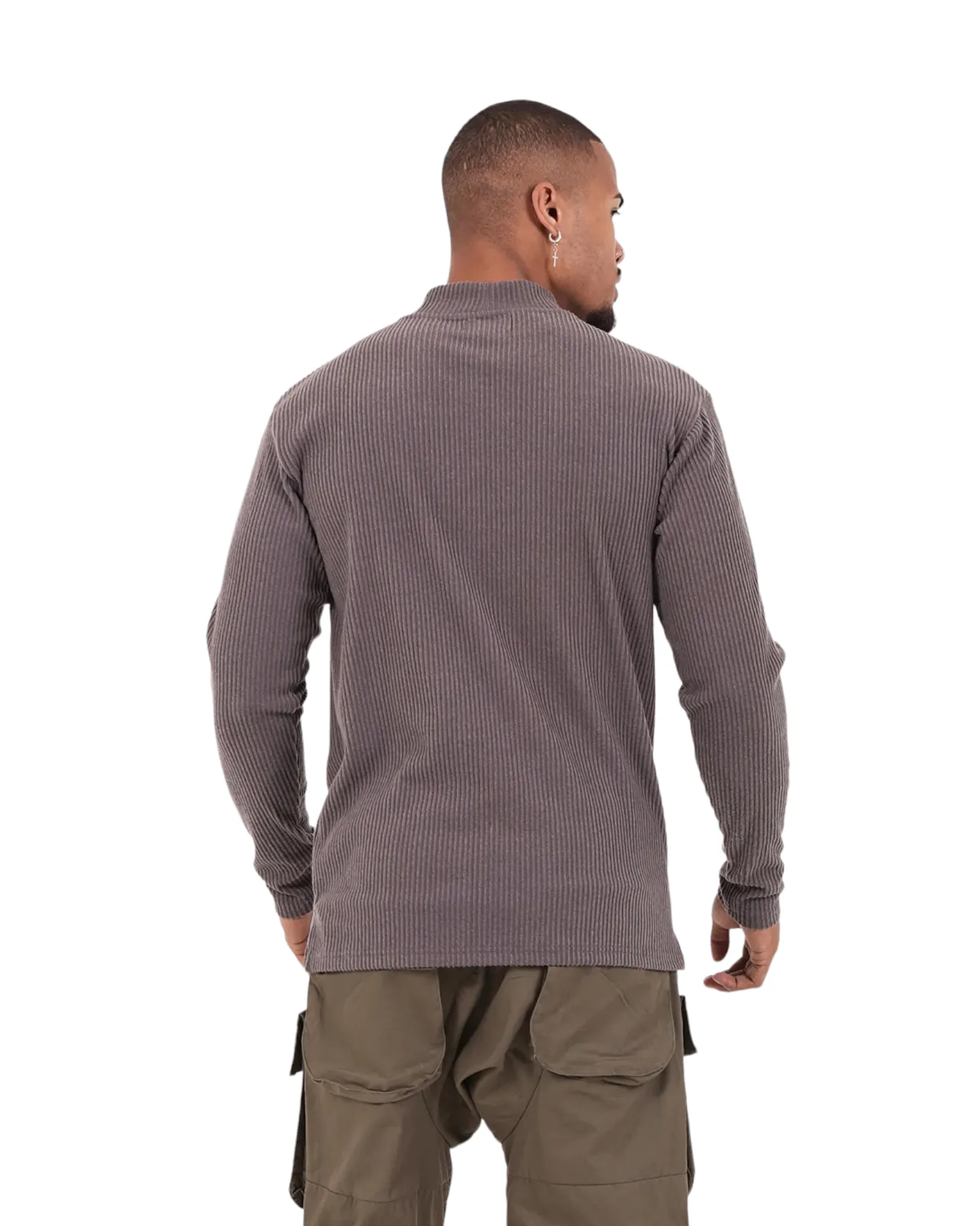 High Neck Strickpullover taupe