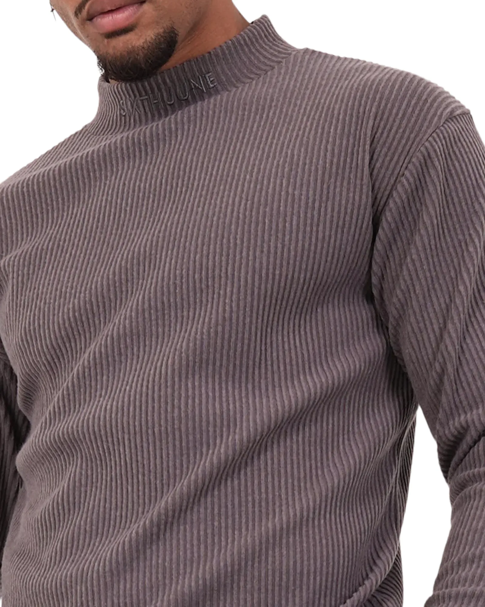 High Neck Strickpullover taupe