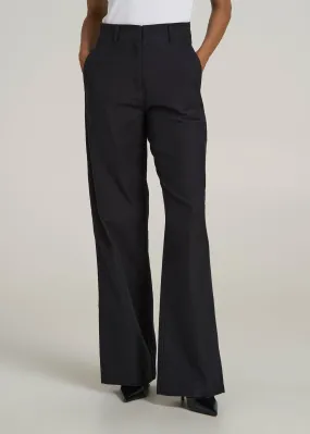 High-Rise Wide-Leg Flat-Front Chino Pants for Tall Women in Black