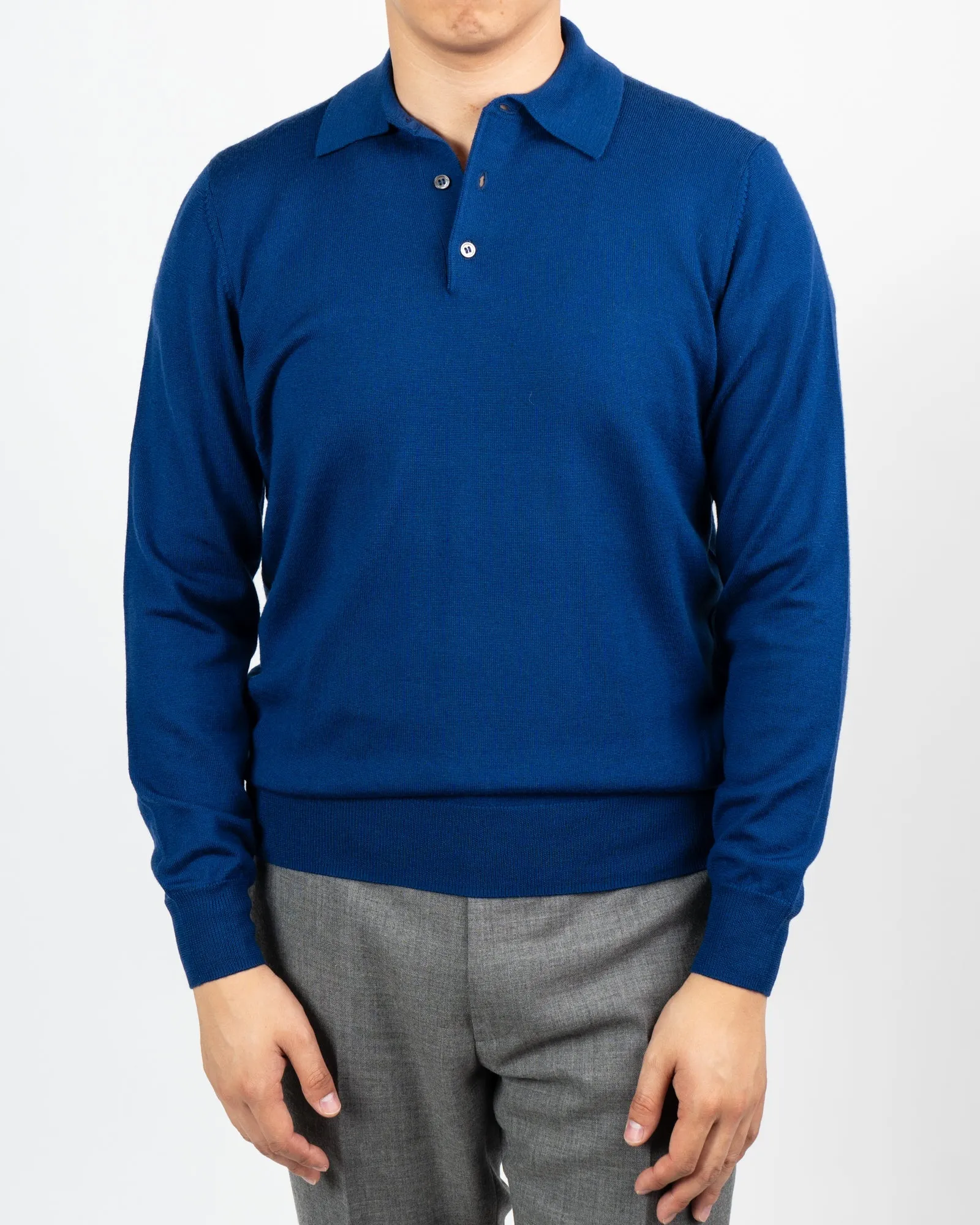 Hinhead Royal Blue Merino Wool Polo Shirt