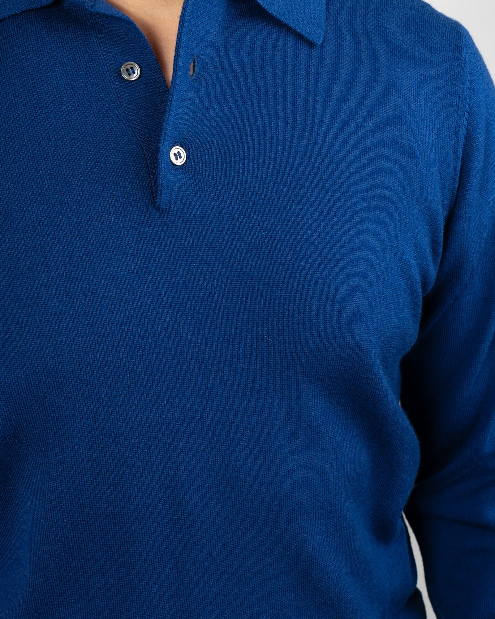 Hinhead Royal Blue Merino Wool Polo Shirt