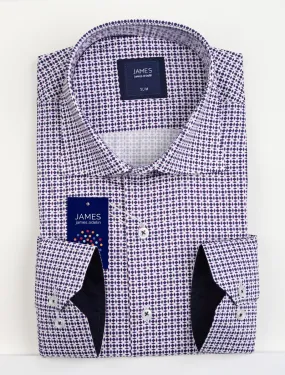 James Adelin Mens Dress Shirt in Purple, Navy and White Circles Contemporary Fit