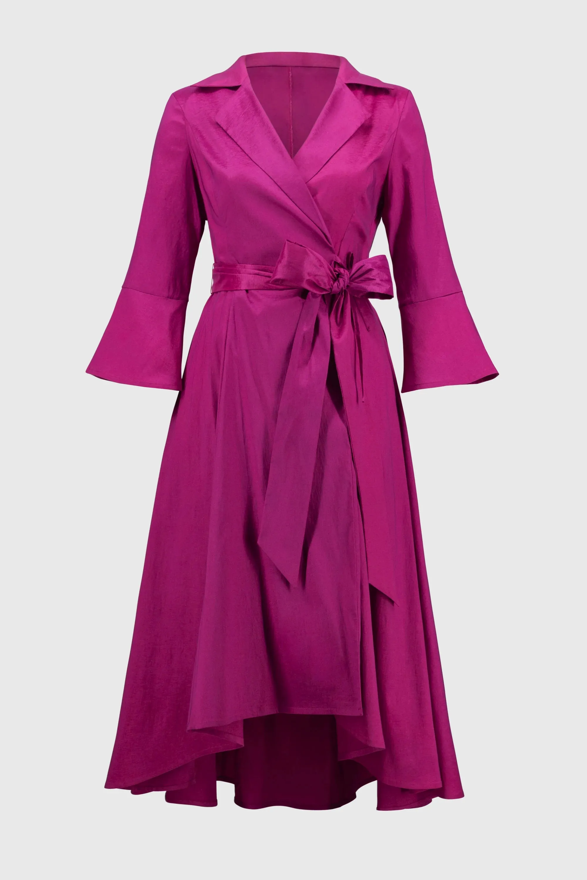 JOSEPH RIBKOFF | Stretch Taffeta High Low Wrap Dress Magenta 251727