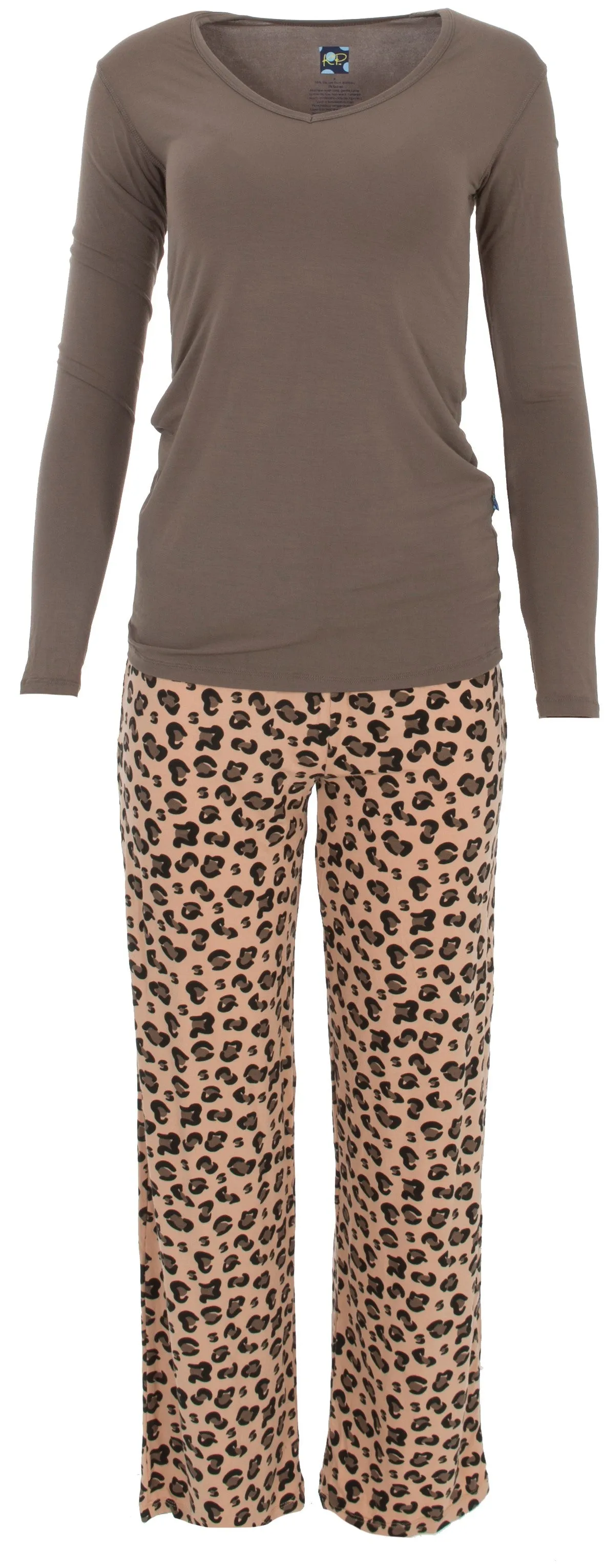 KicKee Pants Suede Cheetah Long Sleeve One Tee & Pant Set