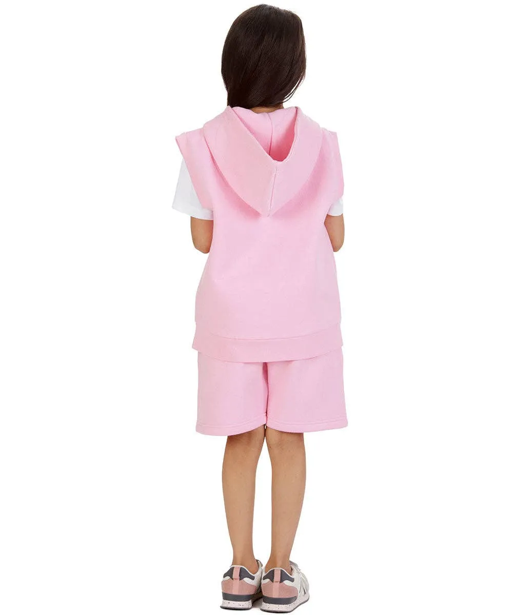 Kids Pink 2-Piece Gilet and Shorts Set: Pink