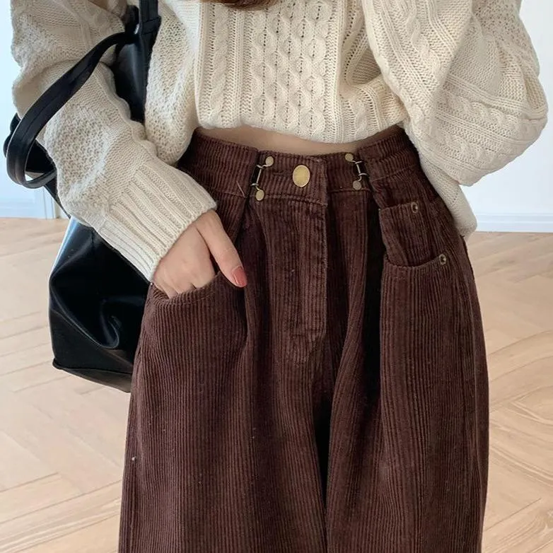 Korean Fashion Oversized Corduroy Mom Jeans