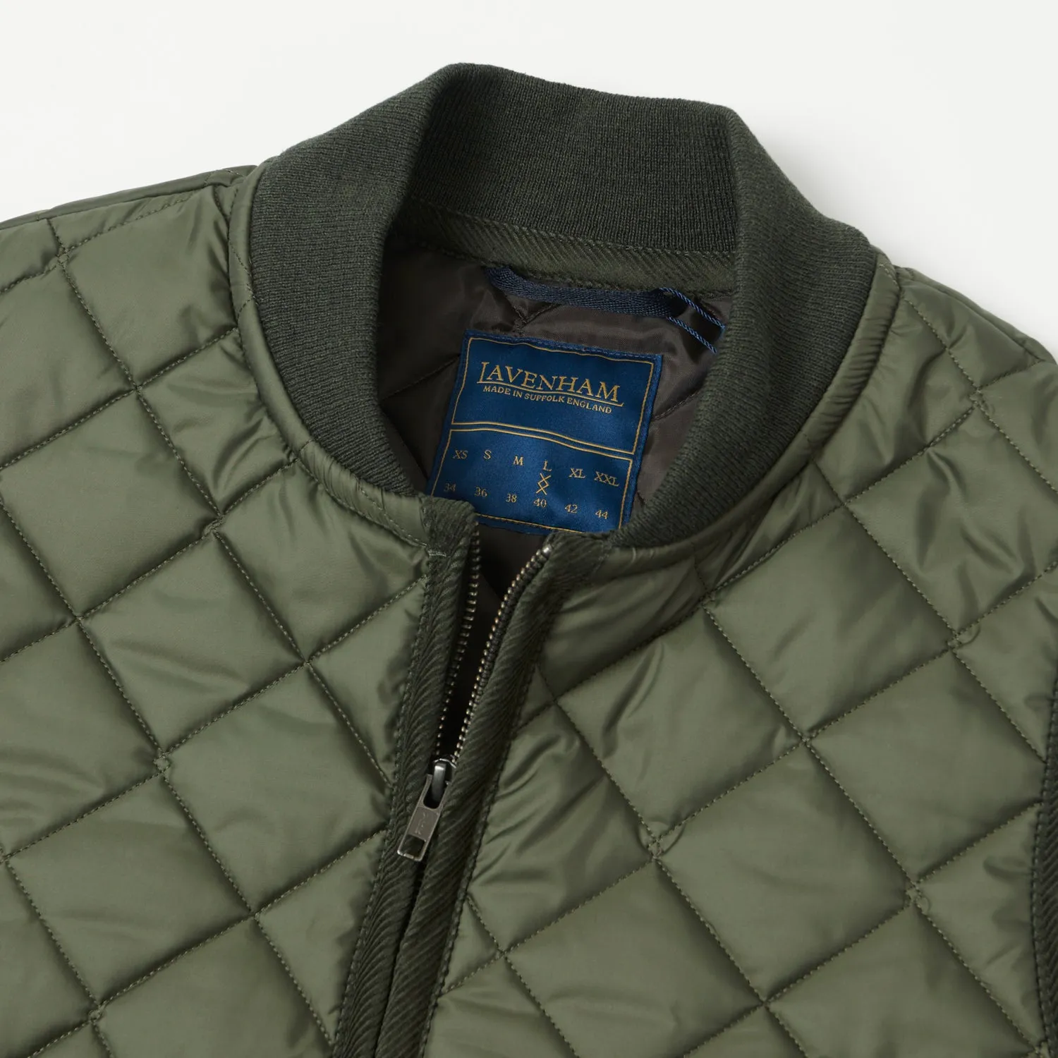 Lavenham Zip Bomber Gilet - Olive Green