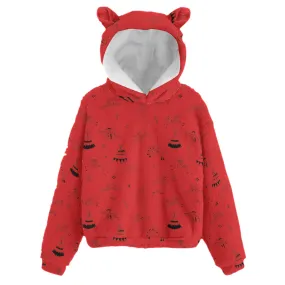 Ledger Dabbles Red Kid’s Borg Fleece Hoodie With Ear