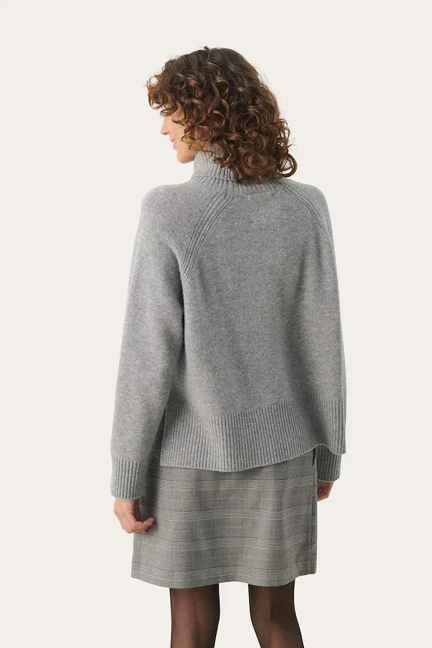 Leighton Polo Neck Sweater Melange Grey