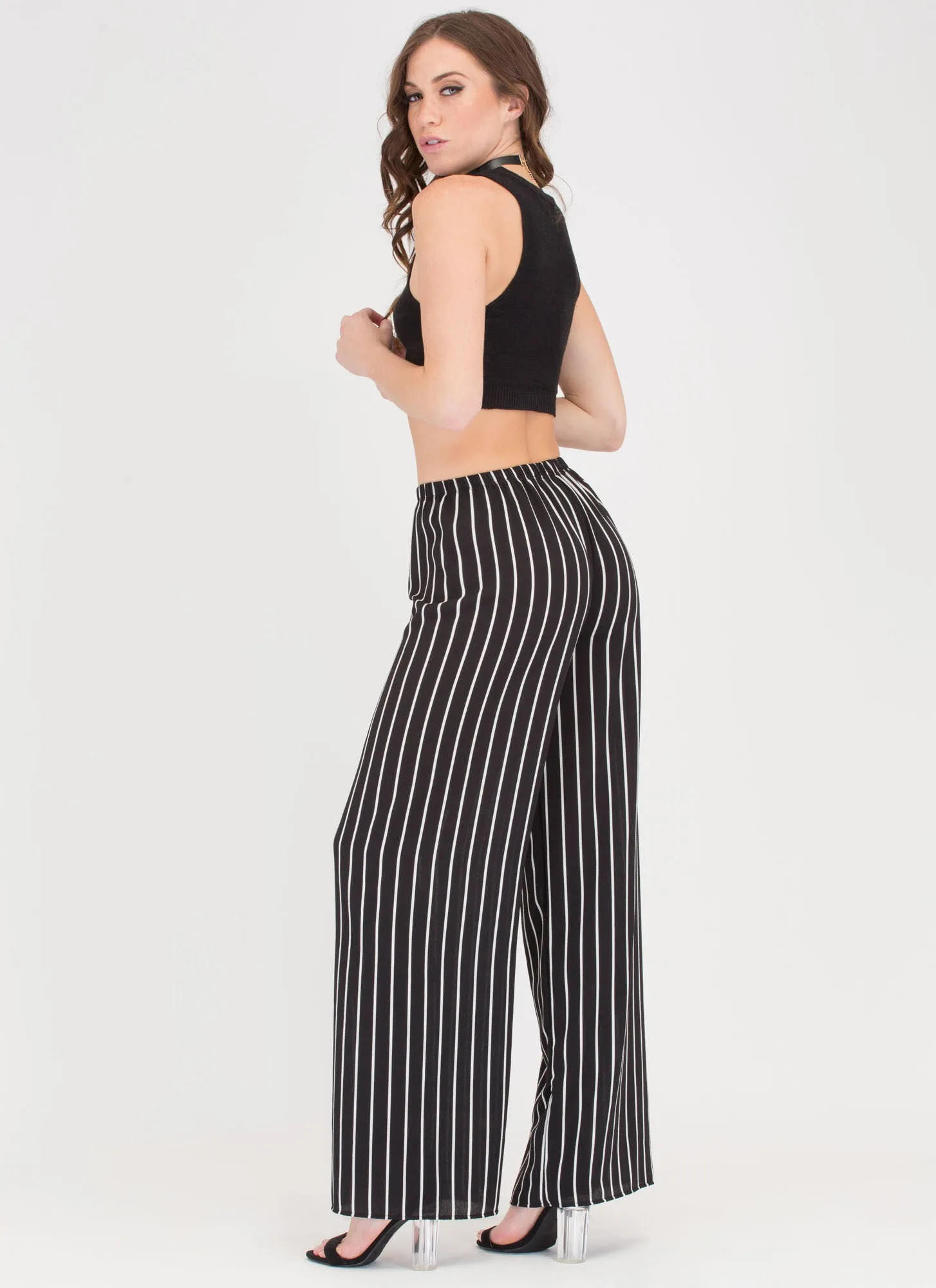 Let's Line Up Pinstripe Palazzo Pants