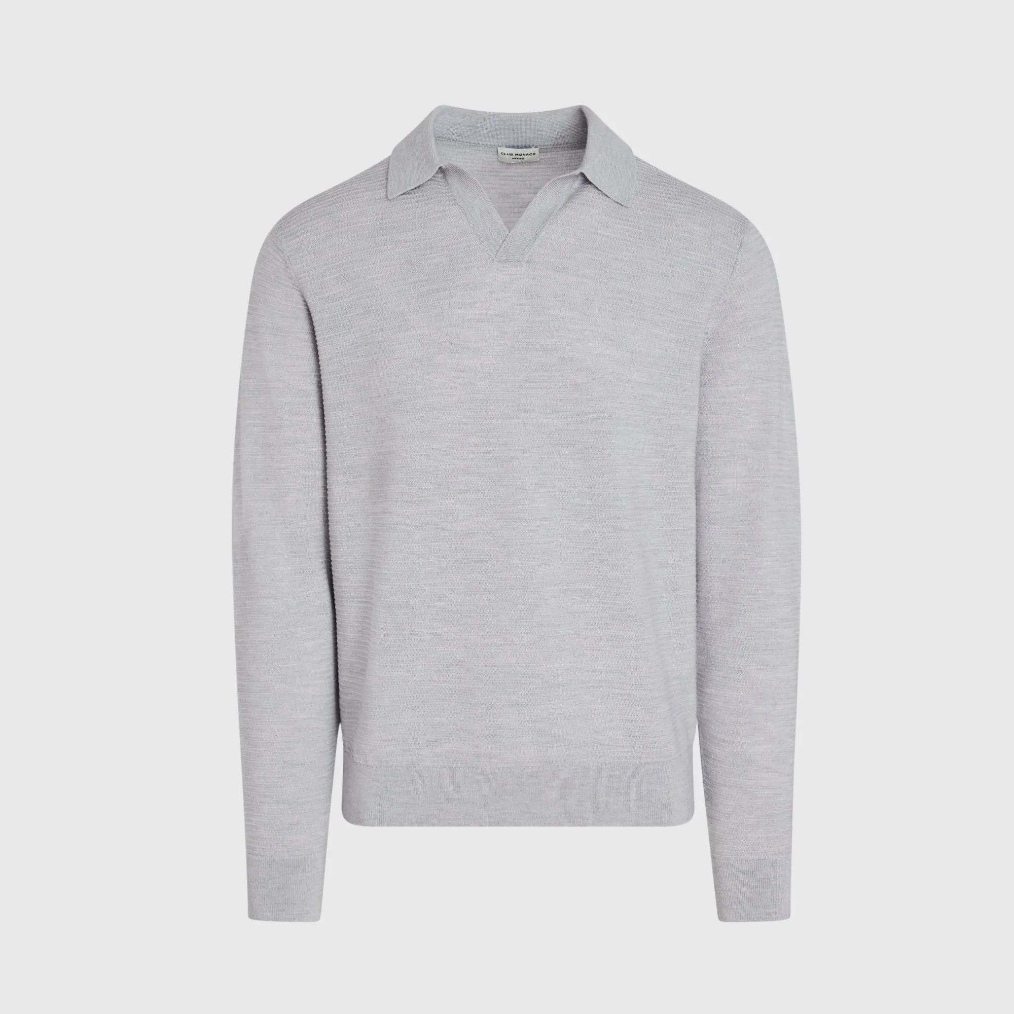 Long-Sleeve Refined Textured Polo