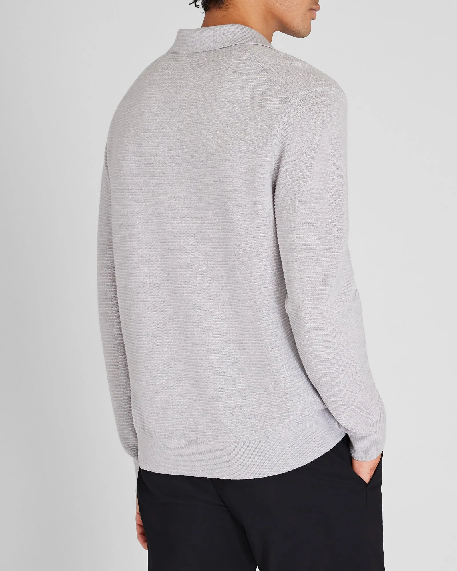 Long-Sleeve Refined Textured Polo