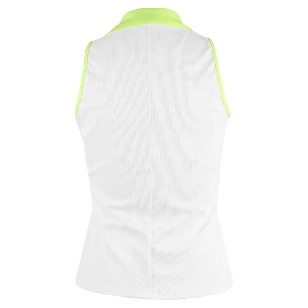 Lucky in Love Women's Electric Toile At Ease Sleeveless Polo - White/Lemon