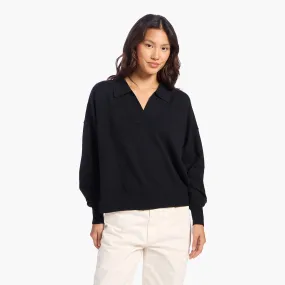 Luxe Knit Polo Sweater | Black