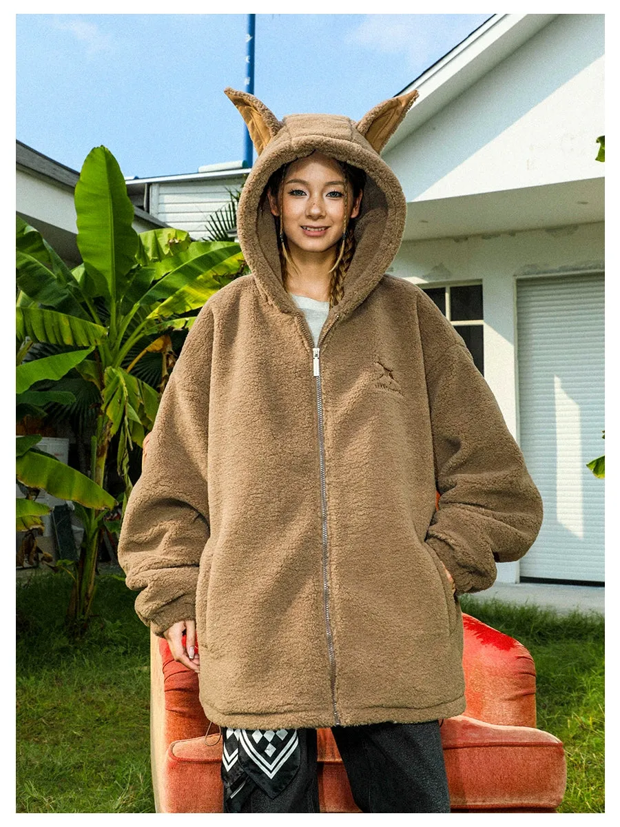 MANYSTON Animal Ear Sherpa Coat