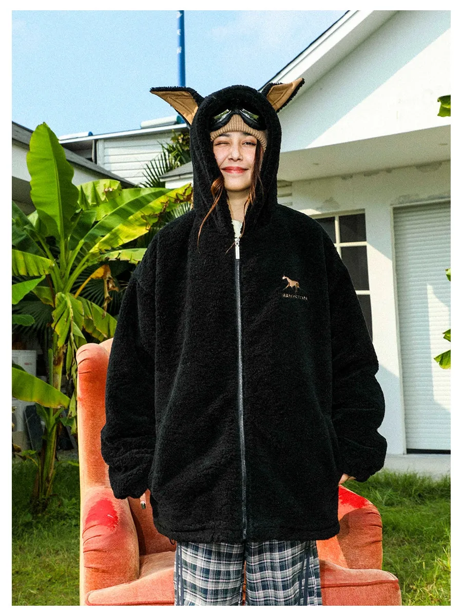 MANYSTON Animal Ear Sherpa Coat