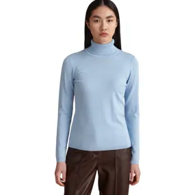 Marina V Polo Neck Sweater Light Blue