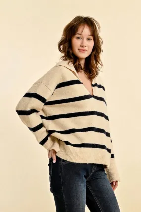 MB Stripe Collared Sweater