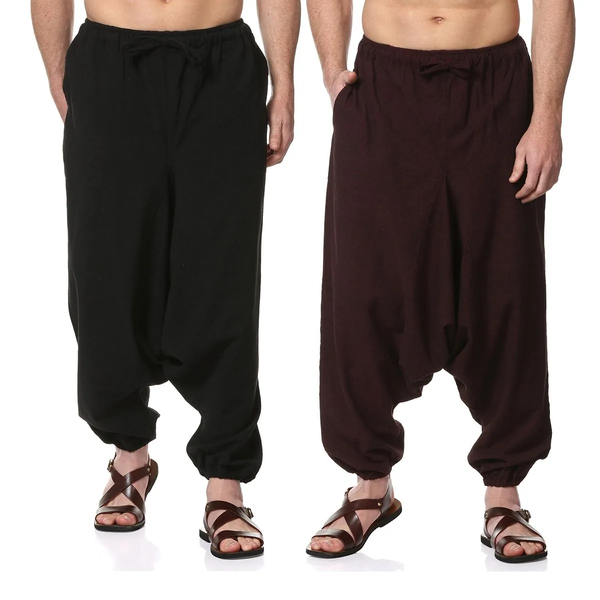 Men's Harem Pack of 2 | Black & Maroon | Fits Waist Sizes 28 to 36 Inches