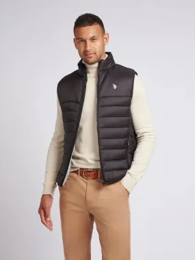 Mens Panelled Quilted Gilet in Black Bright White DHM