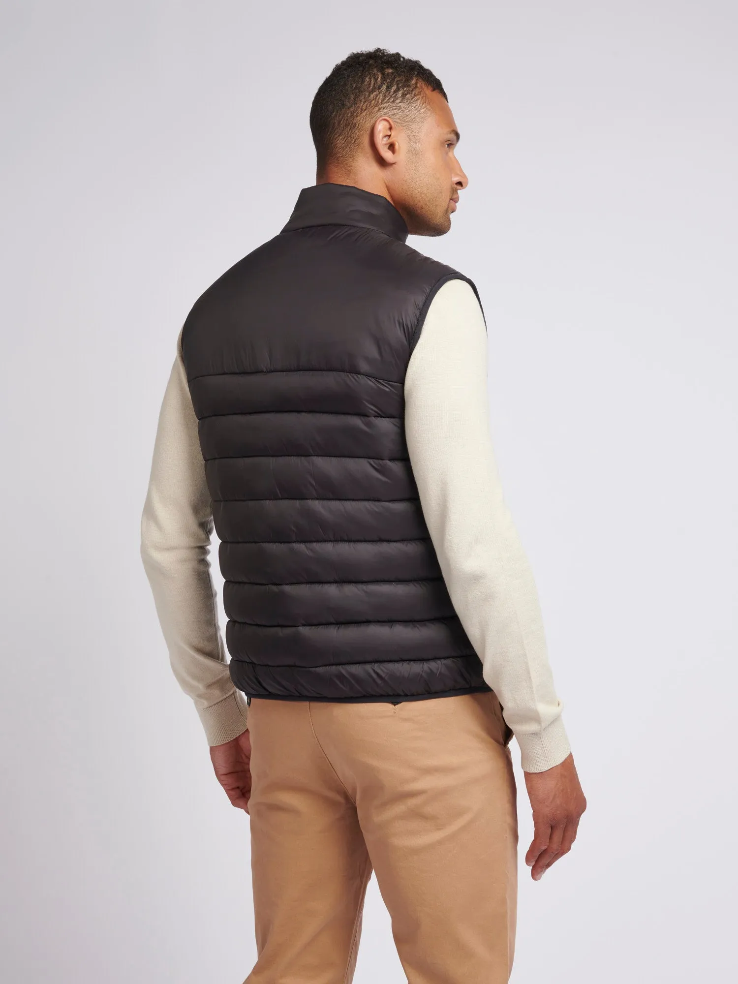 Mens Panelled Quilted Gilet in Black Bright White DHM