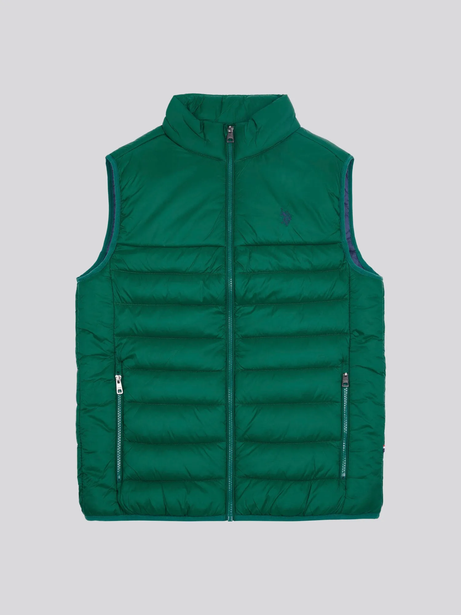 Mens Panelled Quilted Gilet in Rain Forest