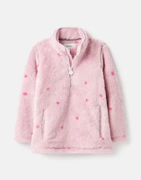 Merridie Pink Purple Spot Printed Half-Zip Fleece Top  - Select Size