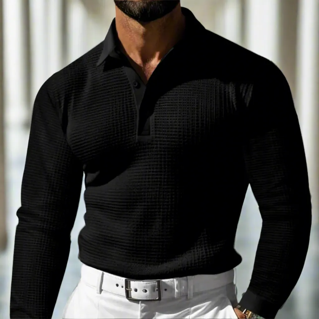 Michael™ | Stylish textured knit polo sweater for all occasions